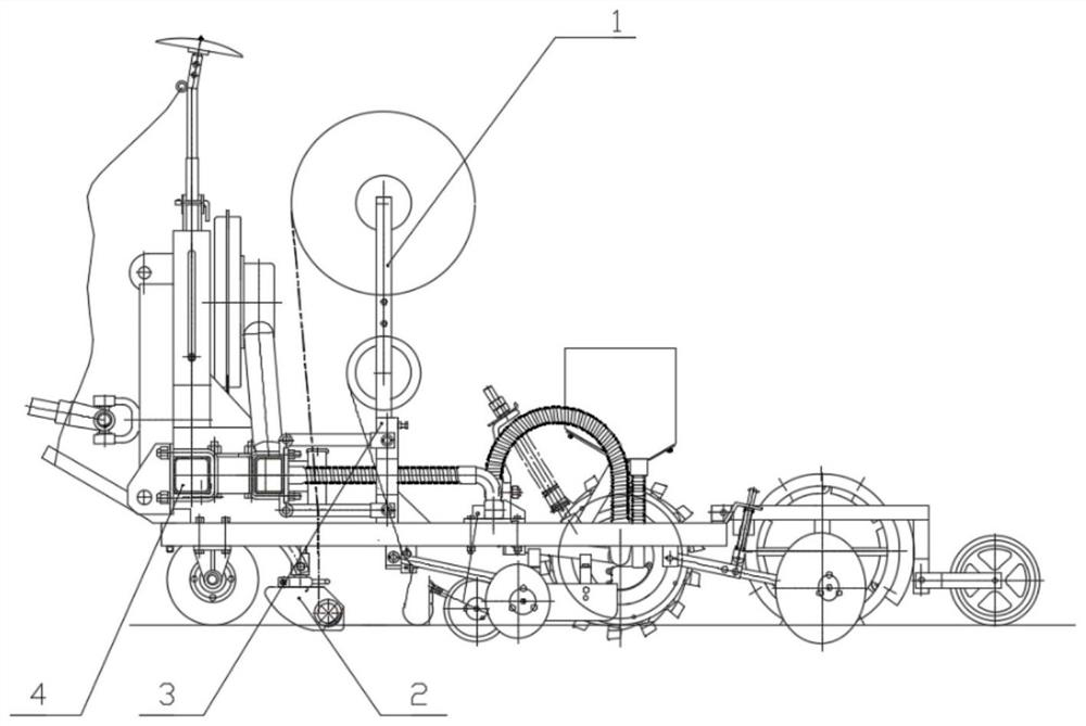 A drip irrigation belt support device and drip irrigation belt laying equipment