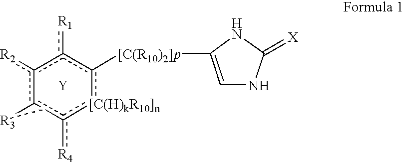 4-(substituted cycloalkylmethyl) imidazole-2-thiones, 4-(substituted cycloalkenylmethyl) imidazole-2-thiones, 4-(substituted cycloalkylmethyl) imidazol-2-ones and 4-(substituted cycloalkenylmethyl) imidazol-2-ones and related compounds