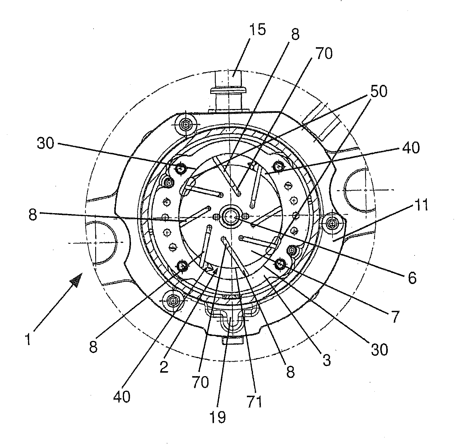 Tapered sound outlet vane pump