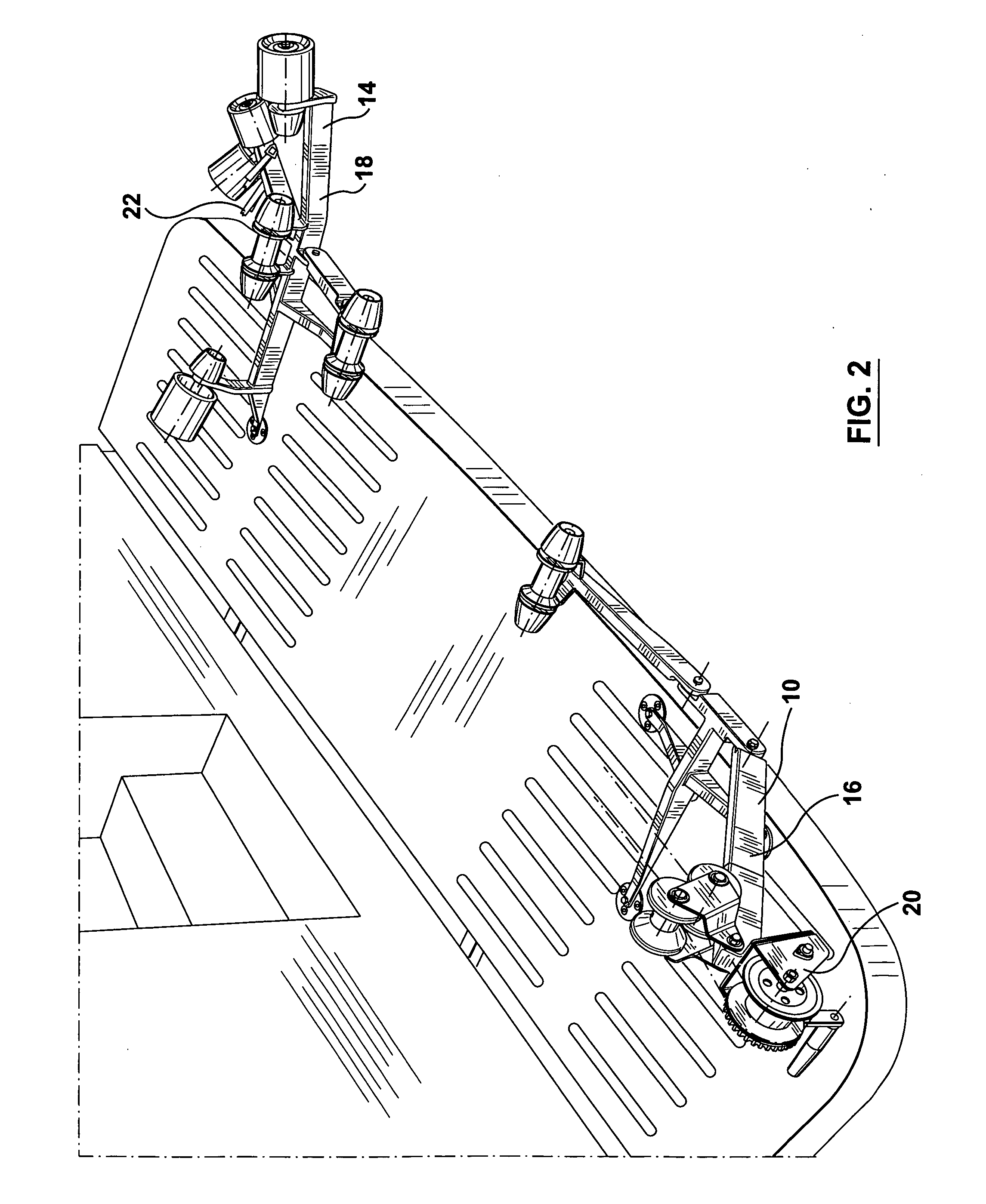 Support assembly for loading and securing a tender