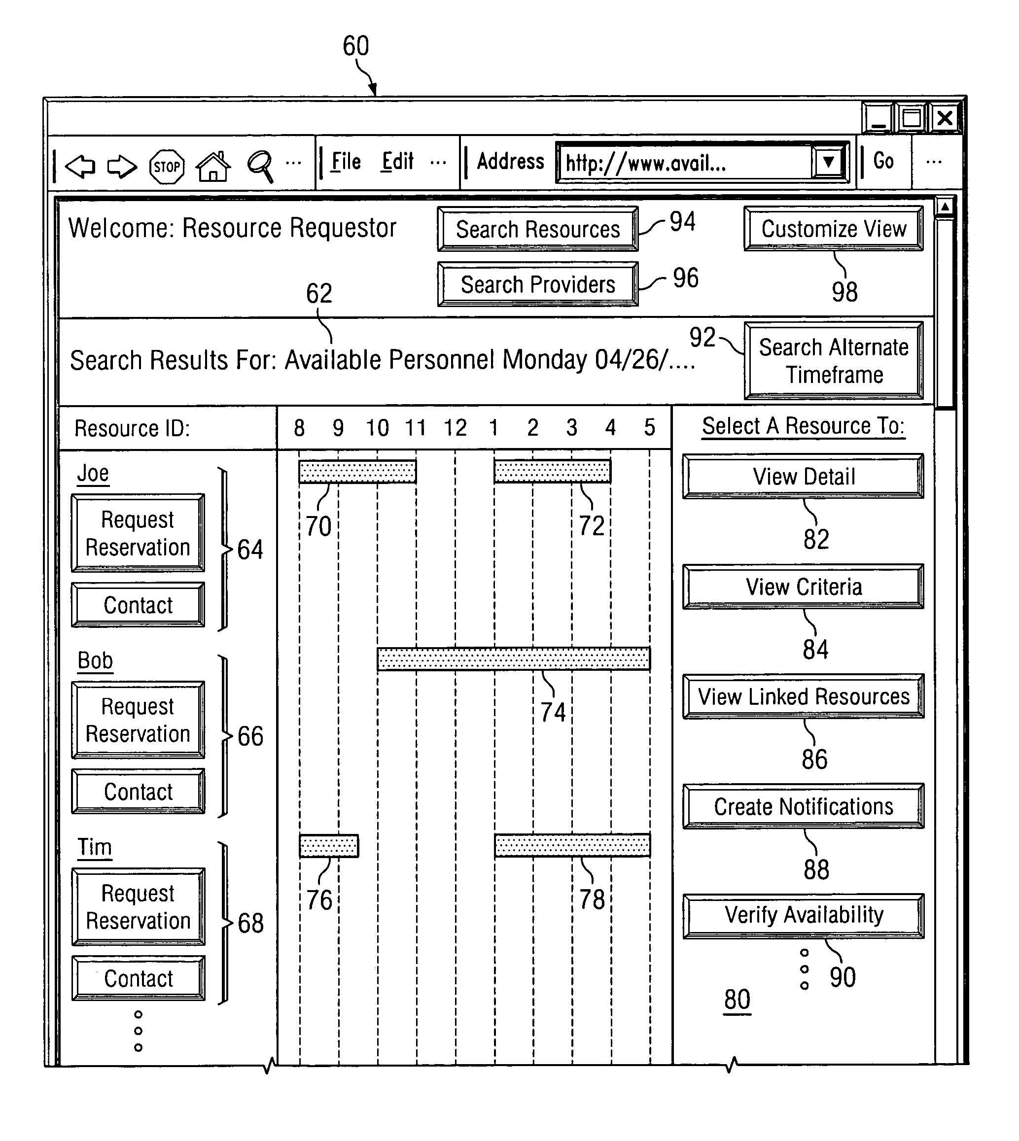 System, method and software for managing and publishing resource availability data