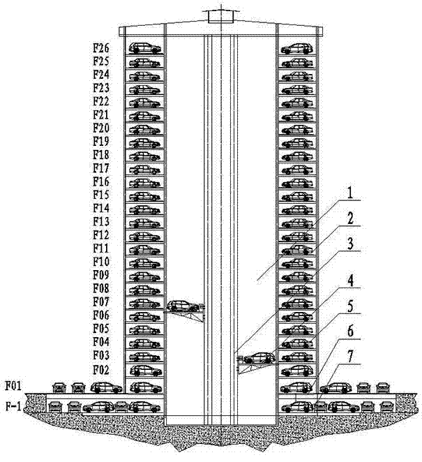 Novel translation type three-dimensional garage capable of lifting and rotating