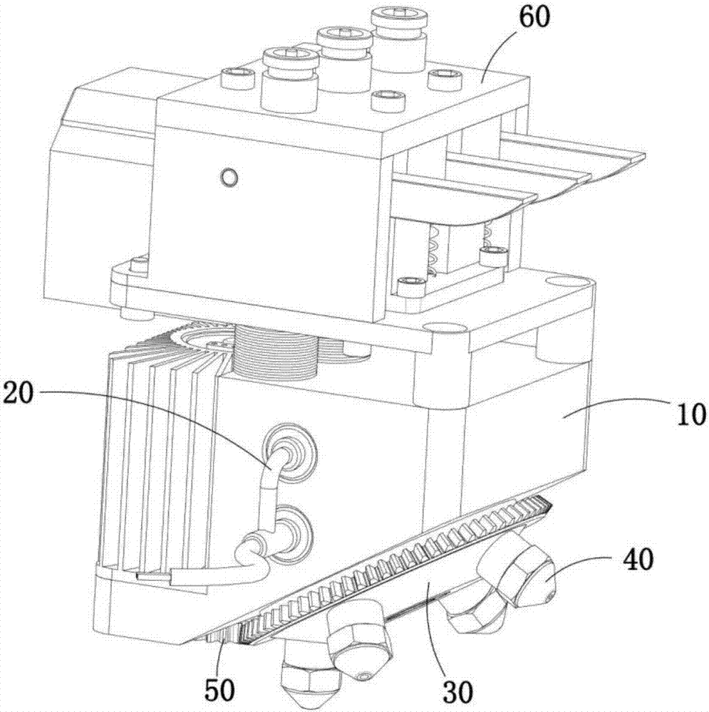 Passive differential type feeding system of color crossing type color 3D printer