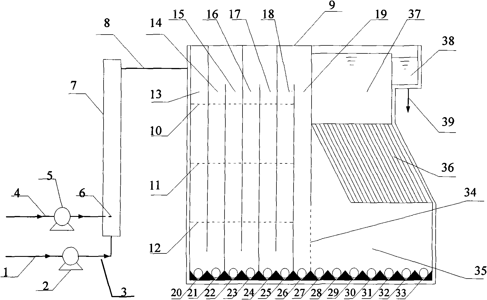 Pretreatment process method and device for removing aniline in wastewater through potassium ferrate