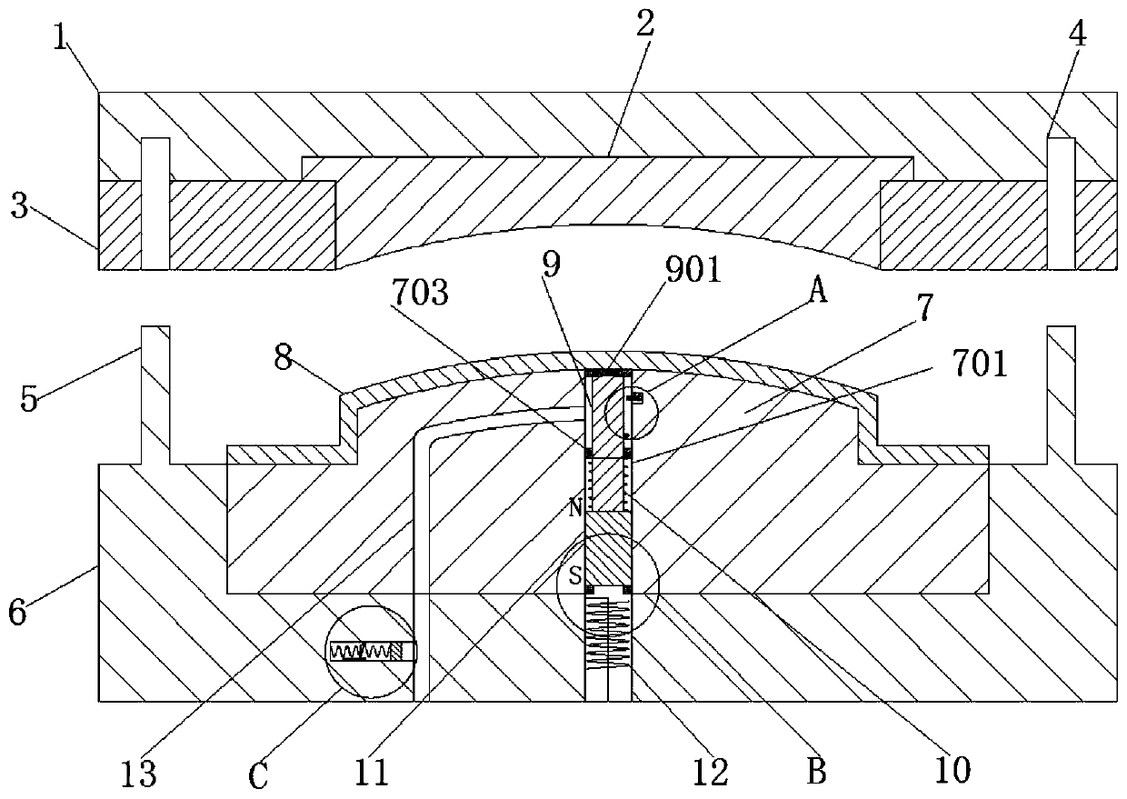 Forced demolding device used after injection mold product forming