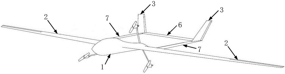 Tilting three-rotor wing long-endurance composite aircraft