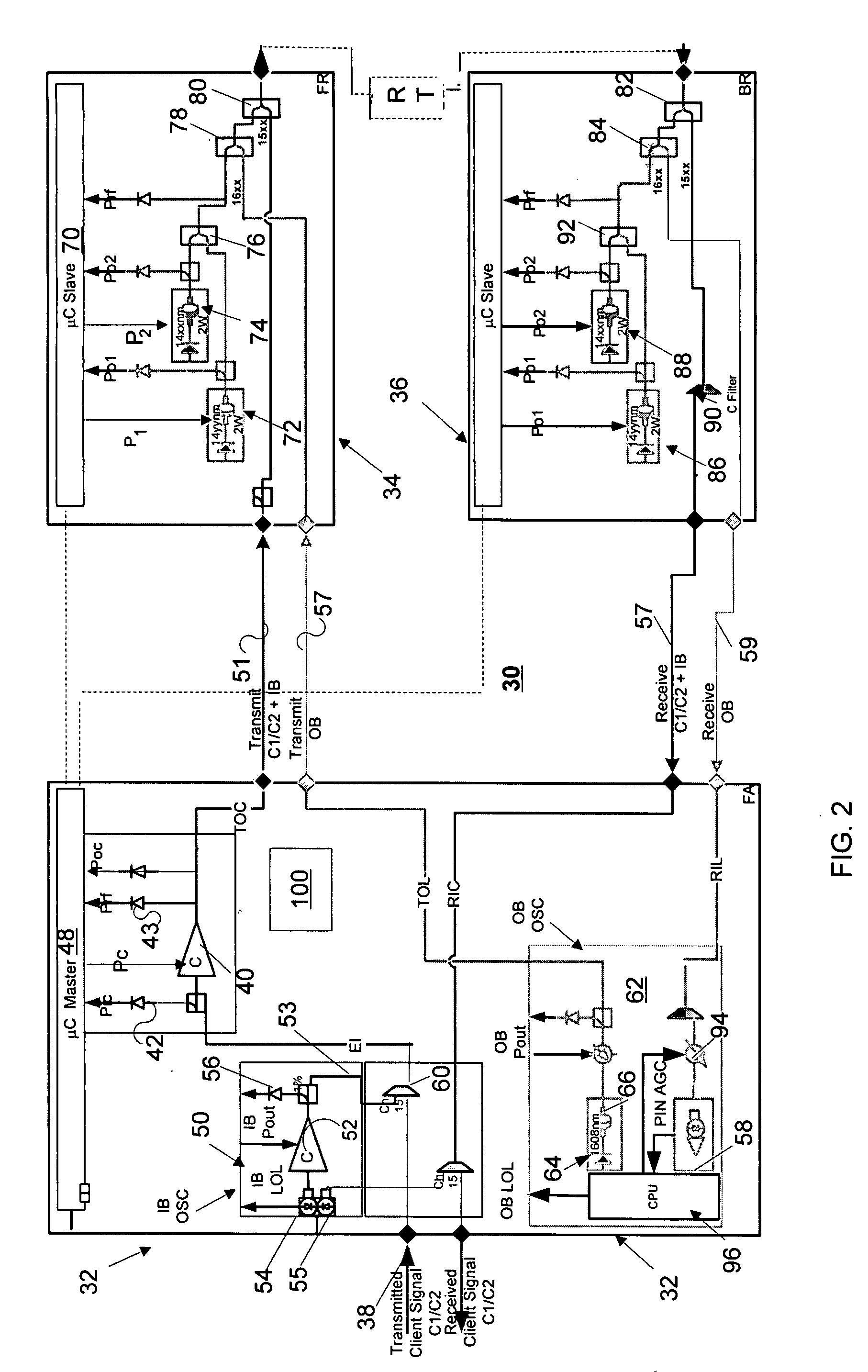 Fiber optic communication system with automatic line shutdown/power reduction