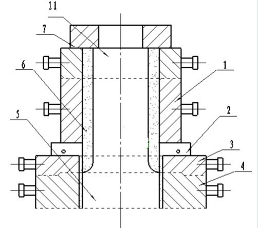 Upper neck casting mold of integrated cast steel supporting roll