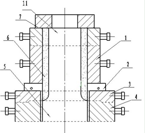 Upper neck casting mold of integrated cast steel supporting roll