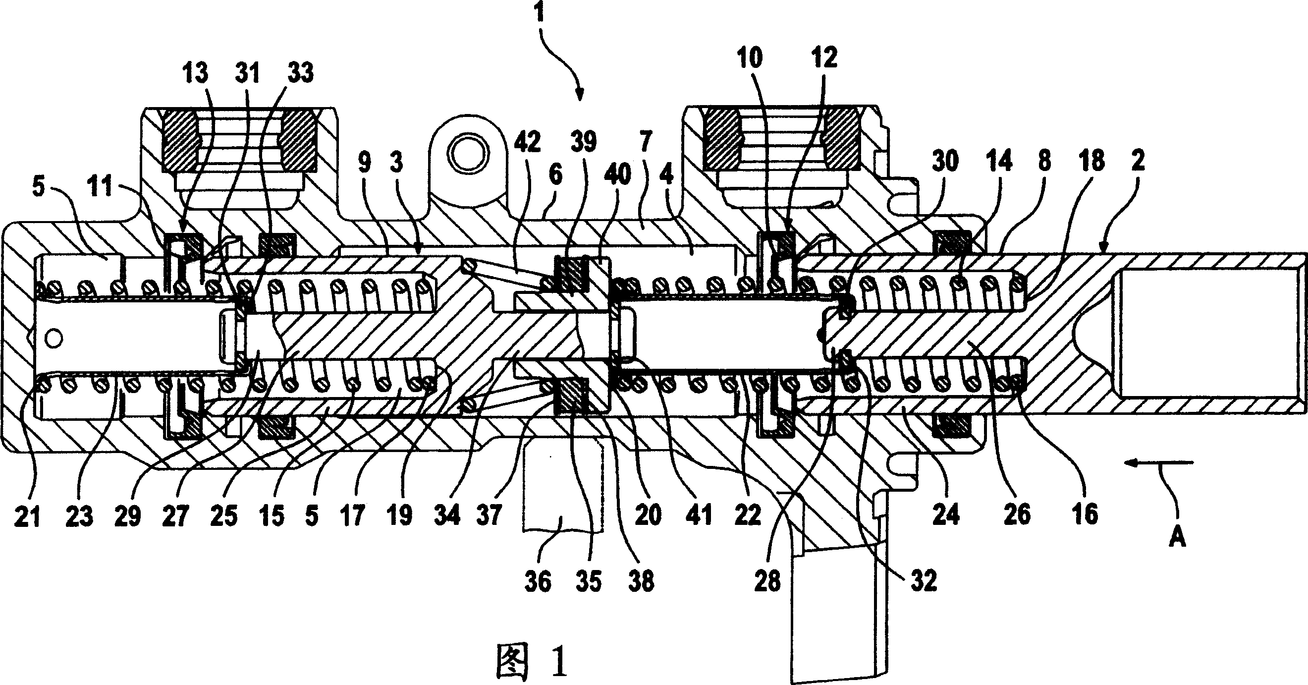 Device for monitoring the position and displacement of a brake pedal.