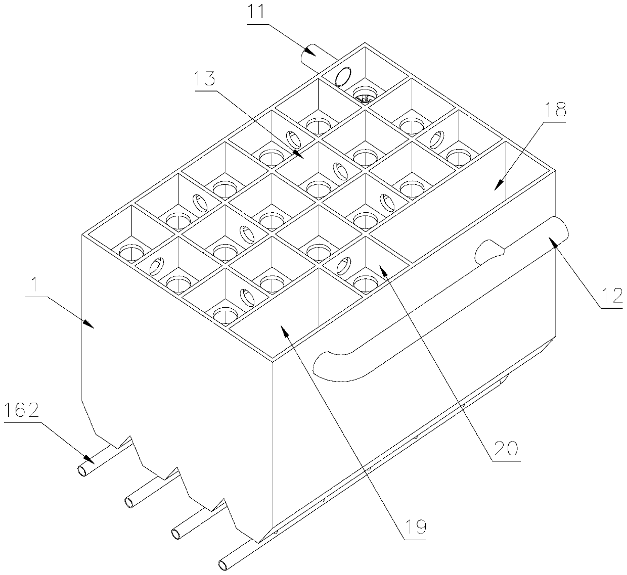 Grid flocculation basin based on fan blade structure filler