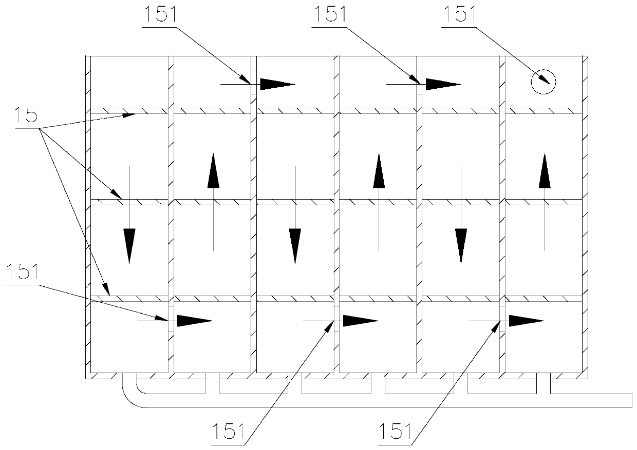 Grid flocculation basin based on fan blade structure filler