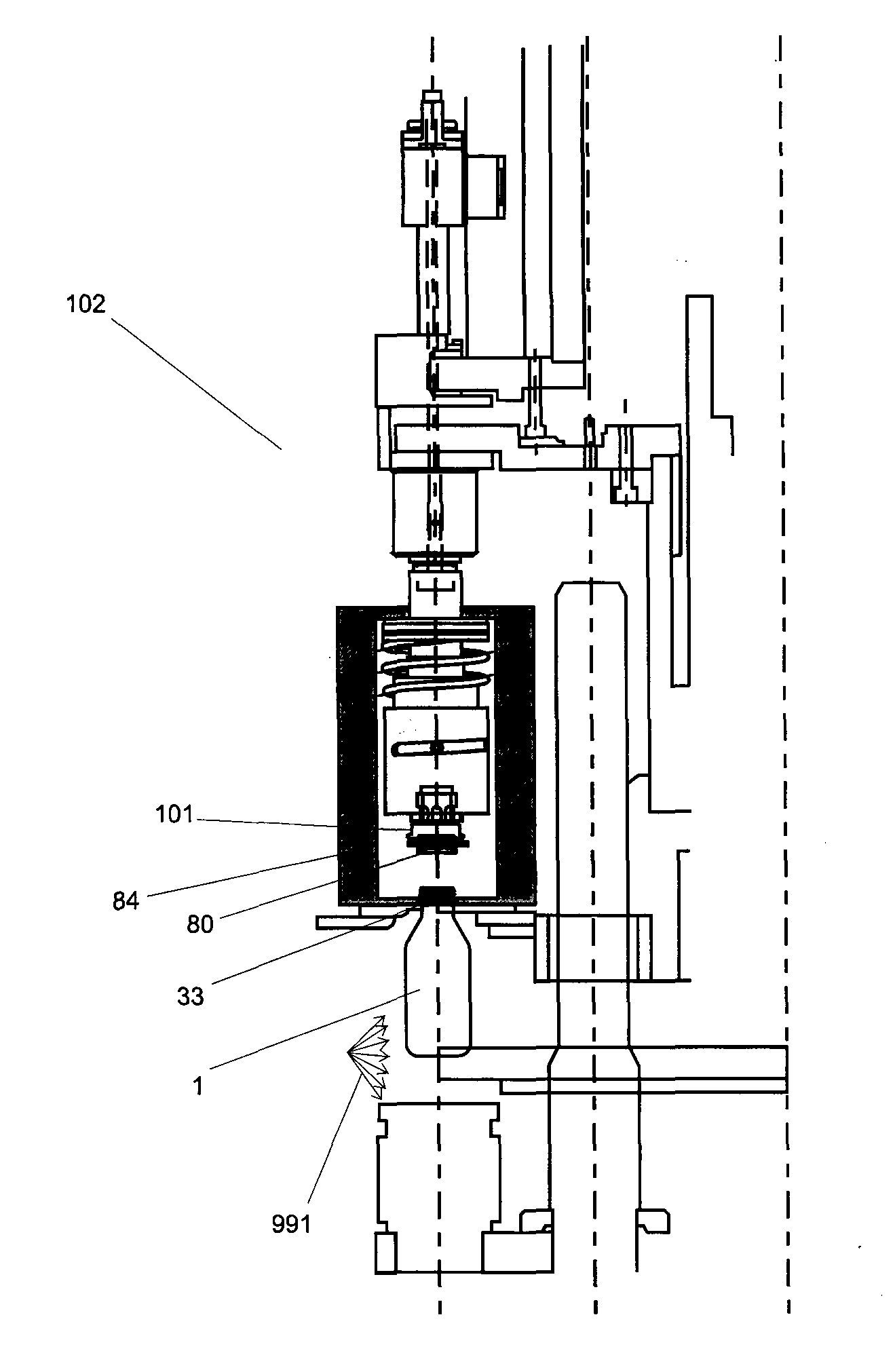 Controlled container headspace adjustment and apparatus therefor