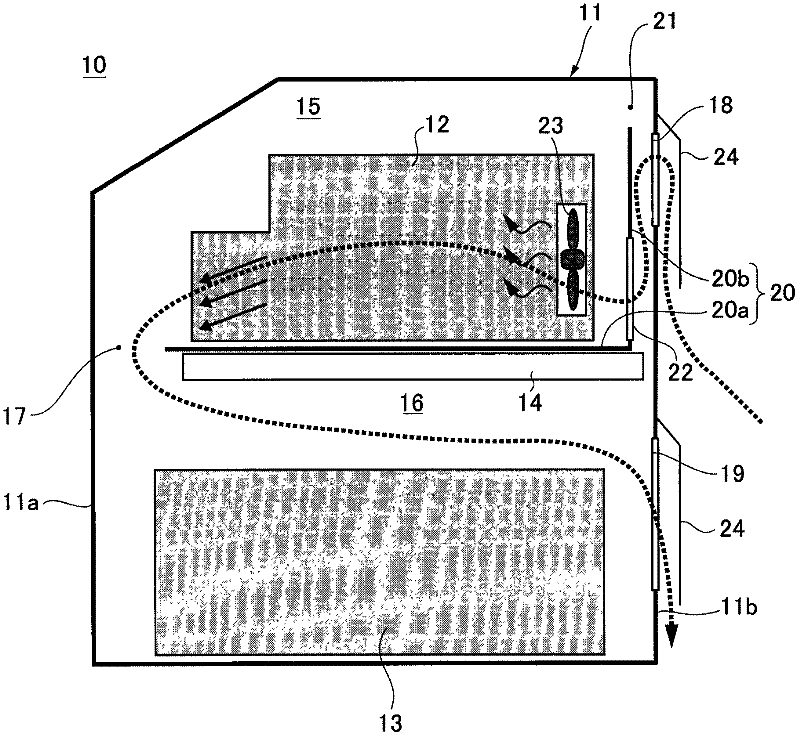 Vehicular charger and battery cooling structure