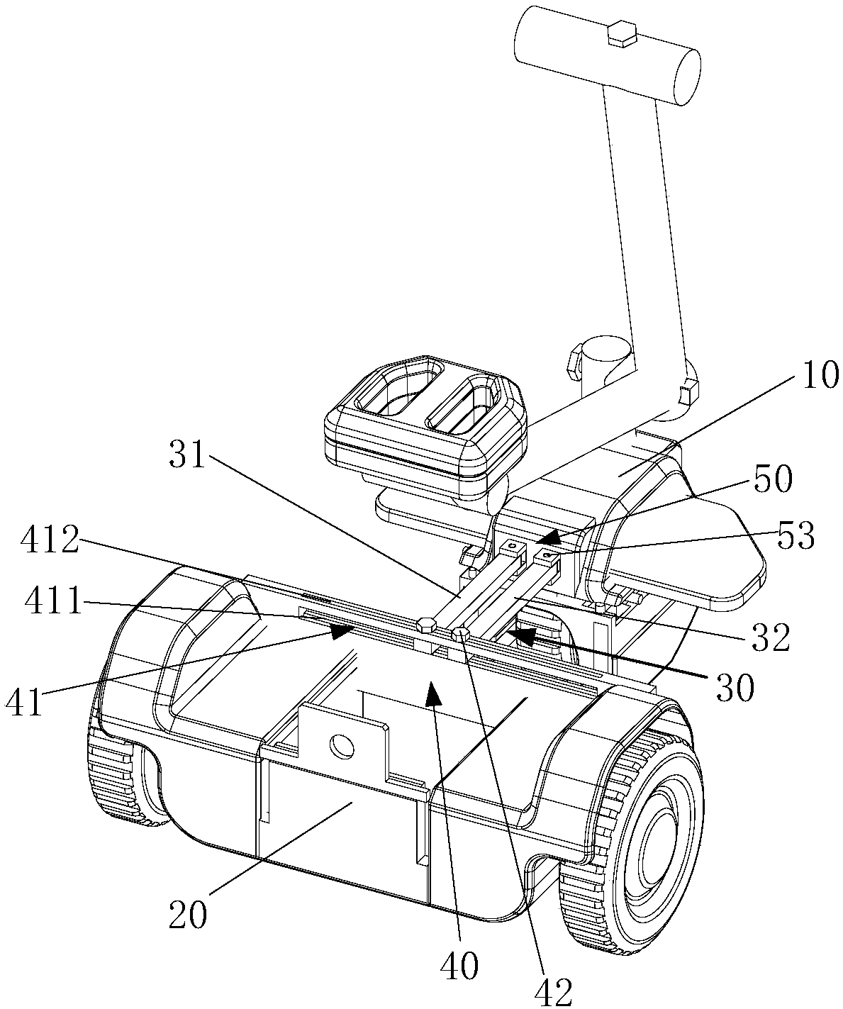 Mobility scooter with body length adjusted in sliding mode