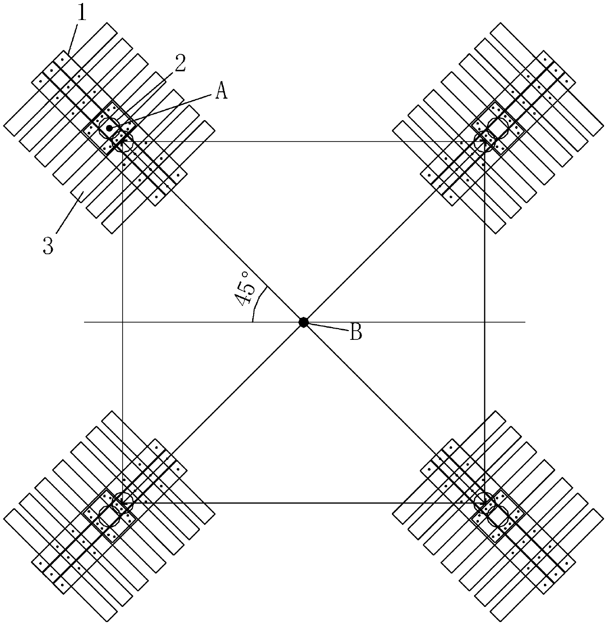 Core penetrating assembled foundation for power transmission line