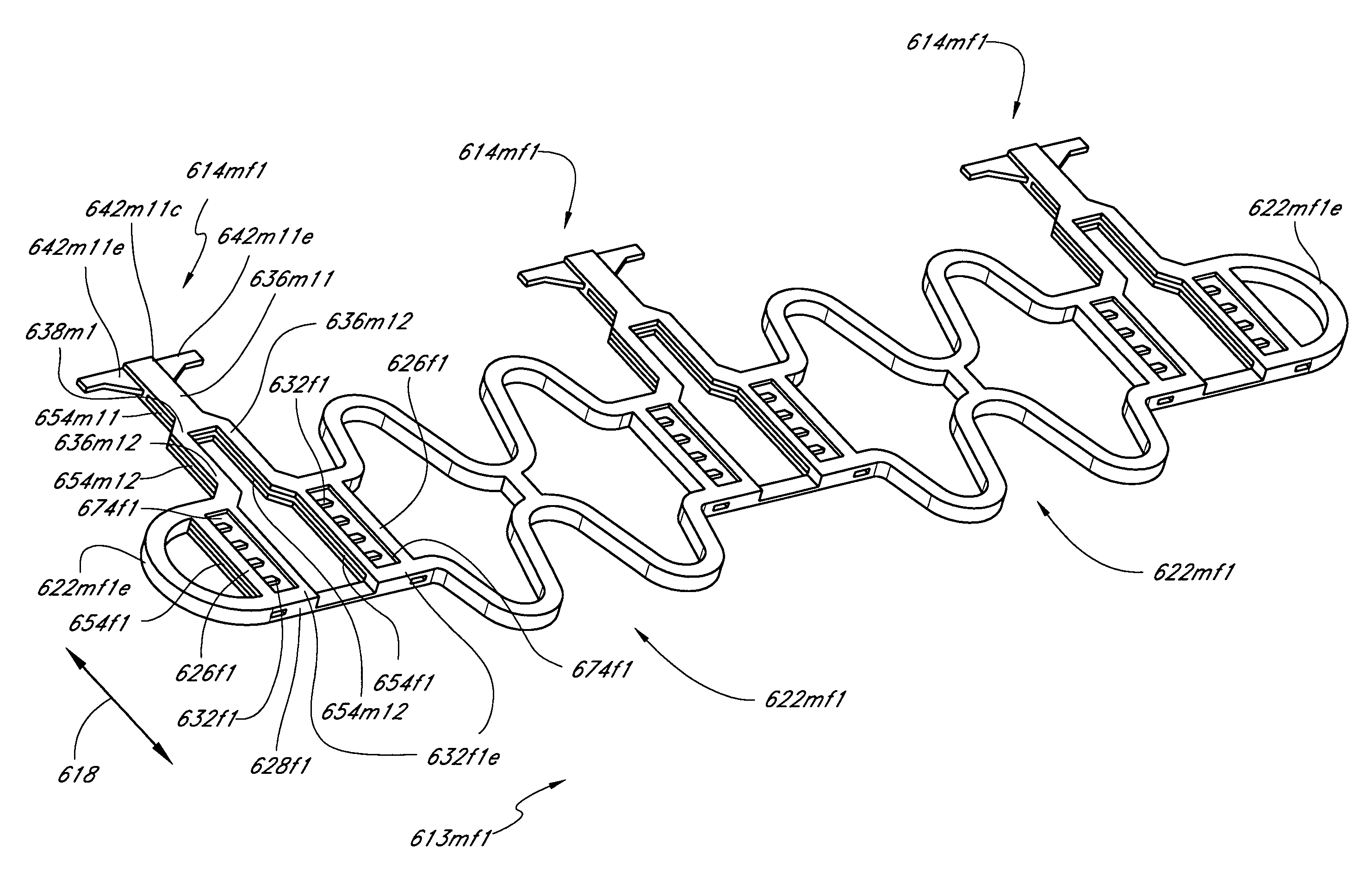 Axially nested slide and lock expandable device