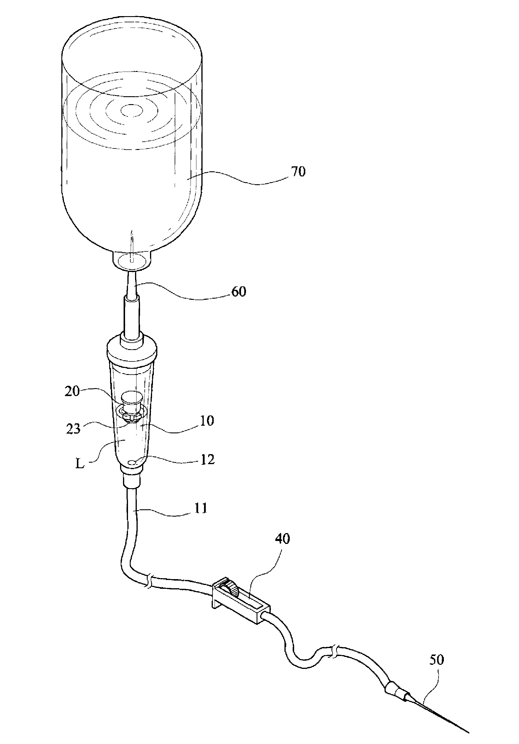 Liquid stopping control device of drop infusion apparatus