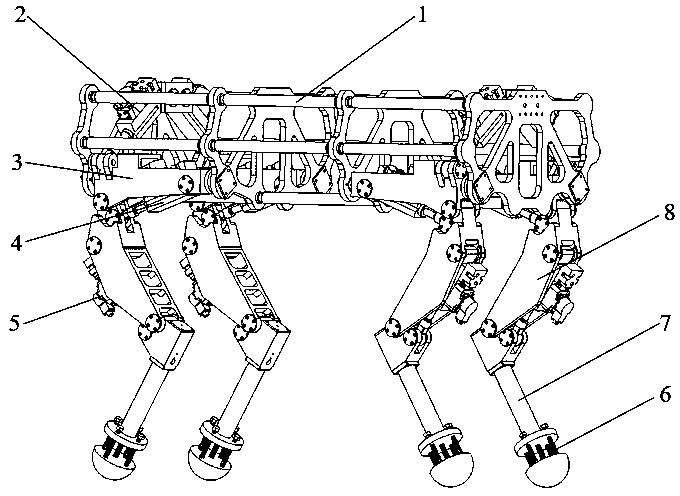 Foot-end adaptive hydraulic quadruped robot