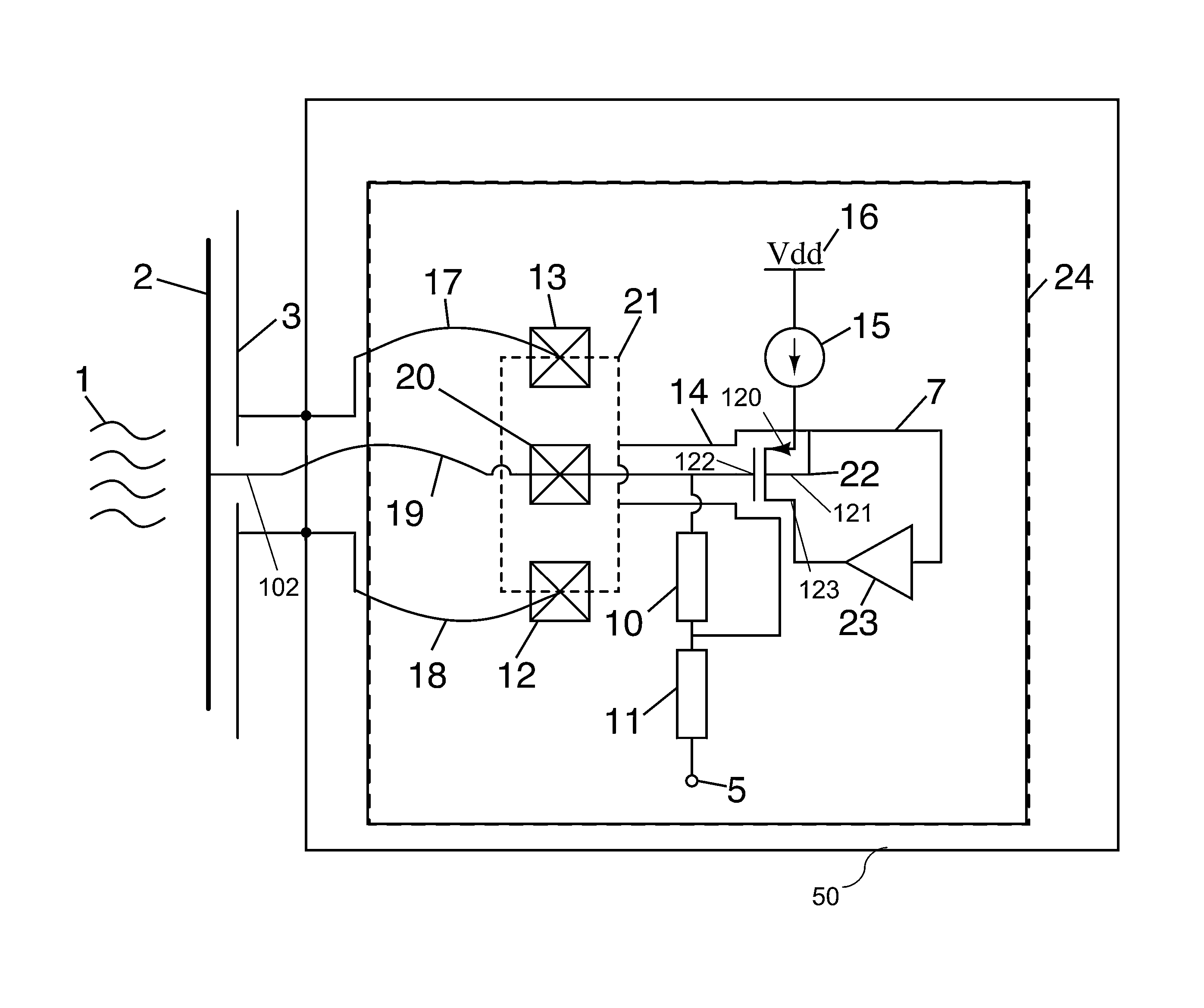 Integrated electric field sensor