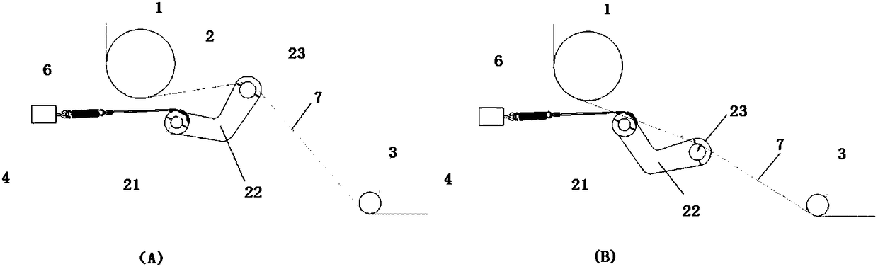 Buffer constant-tension device for online fiber unfolding and application method thereof