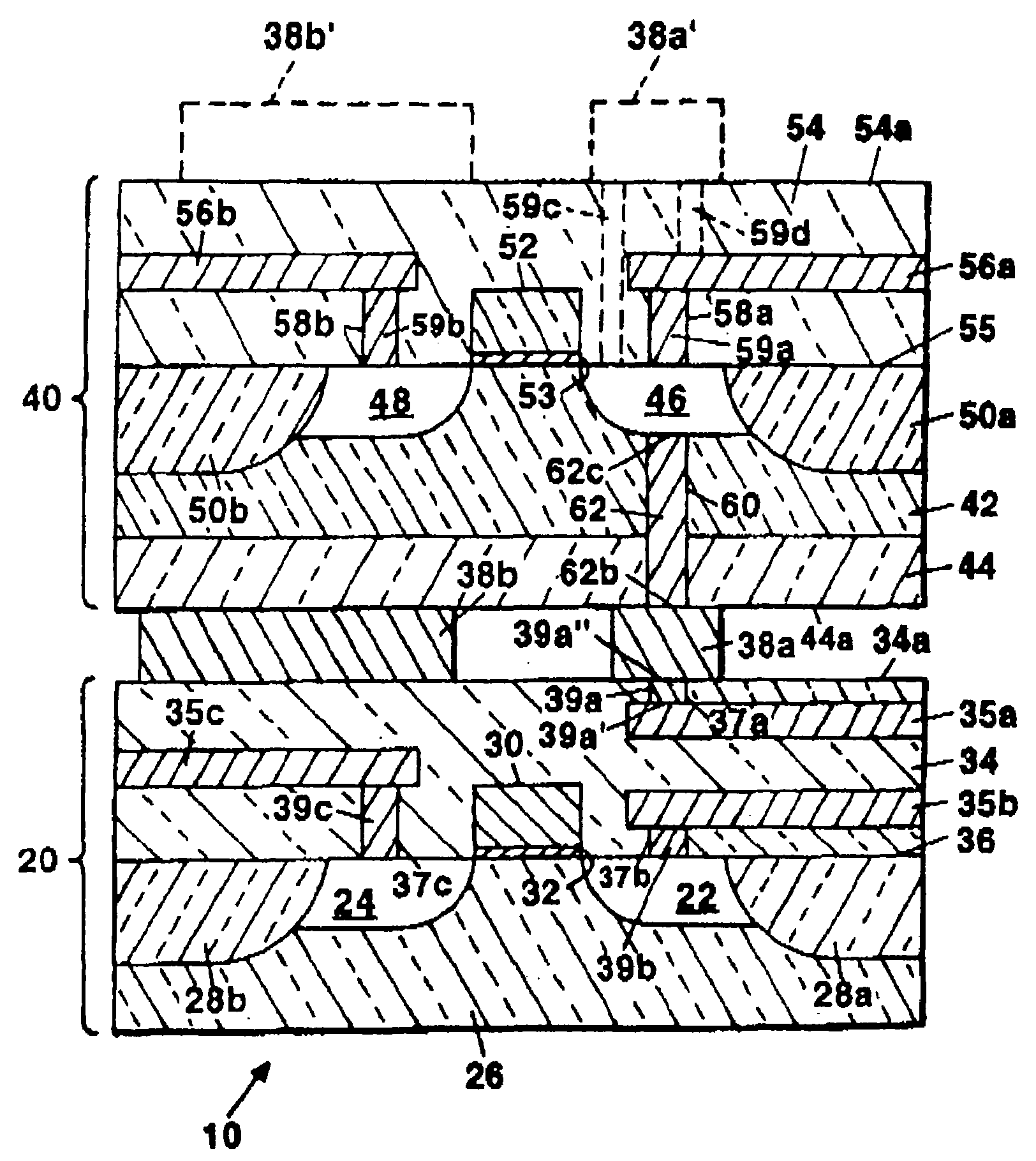 Multi-layer integrated semiconductor structure having an electrical shielding portion