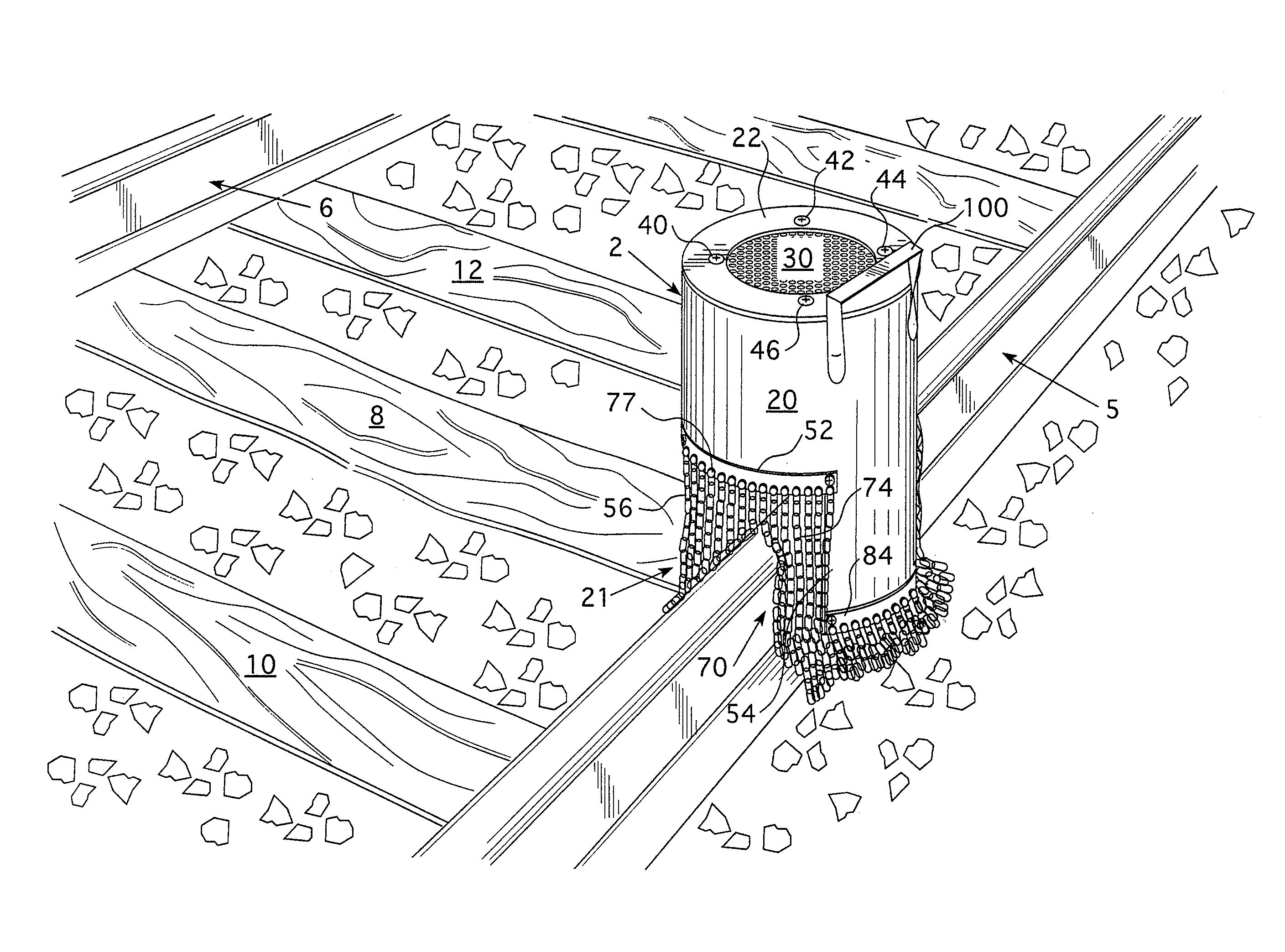 Spark arrestor for processing railroad rails