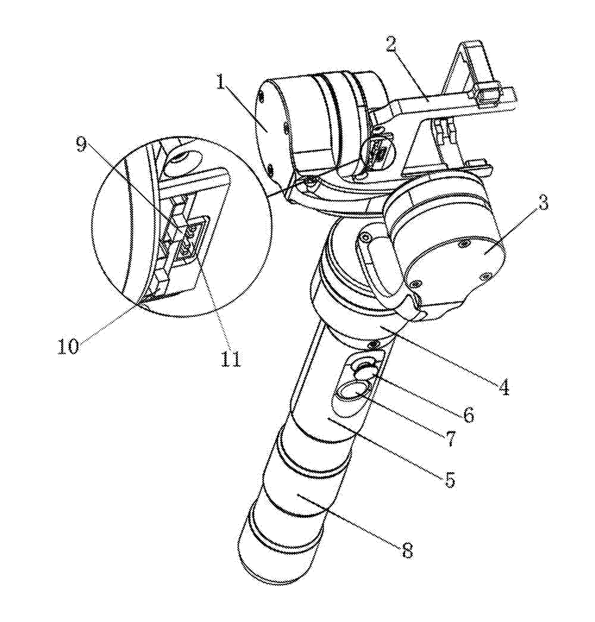 Handheld triaxial holder with a control stick