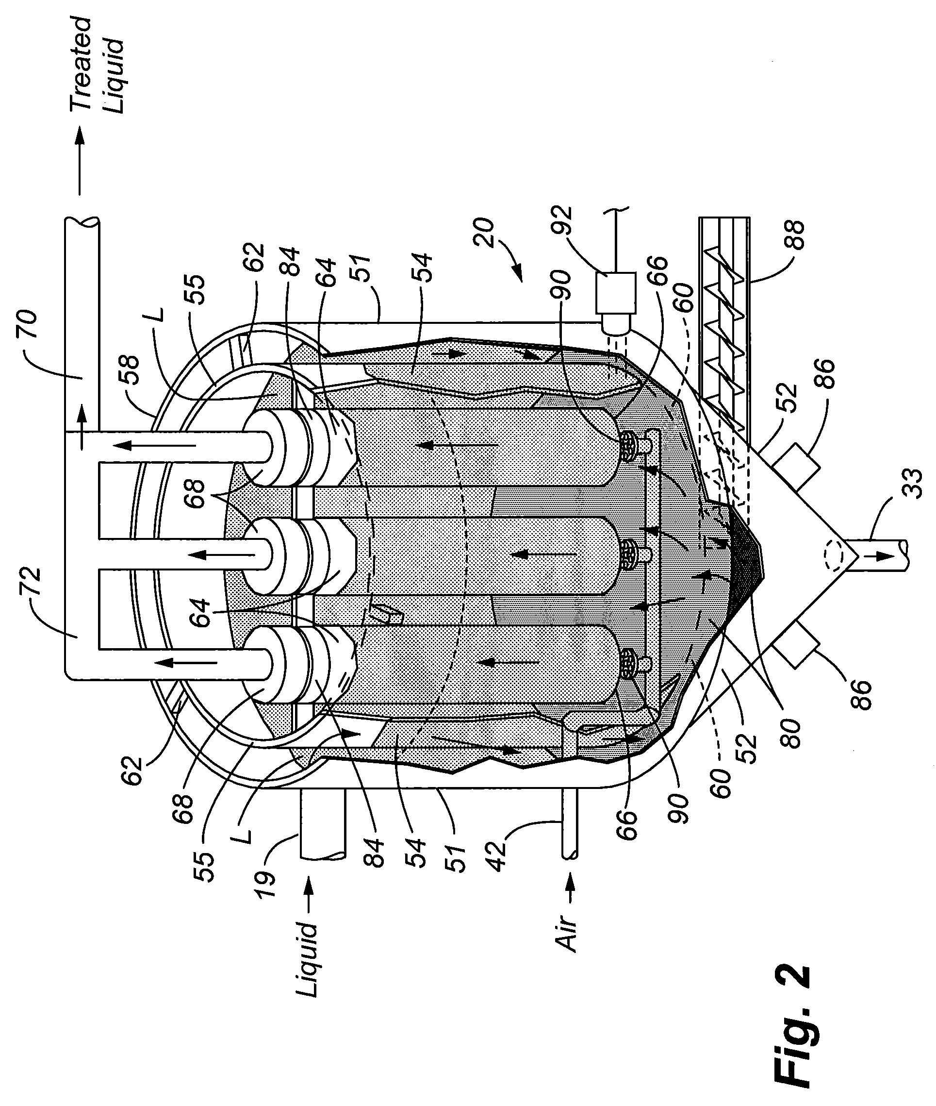 Method and apparatus for treatment of contaminated liquid