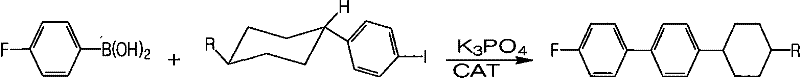 Method for synthesizing fluorine-containing antiform alkyl cyclohexyl biphenyl single liquid crystal