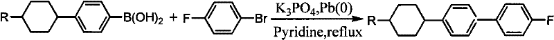 Method for synthesizing fluorine-containing antiform alkyl cyclohexyl biphenyl single liquid crystal