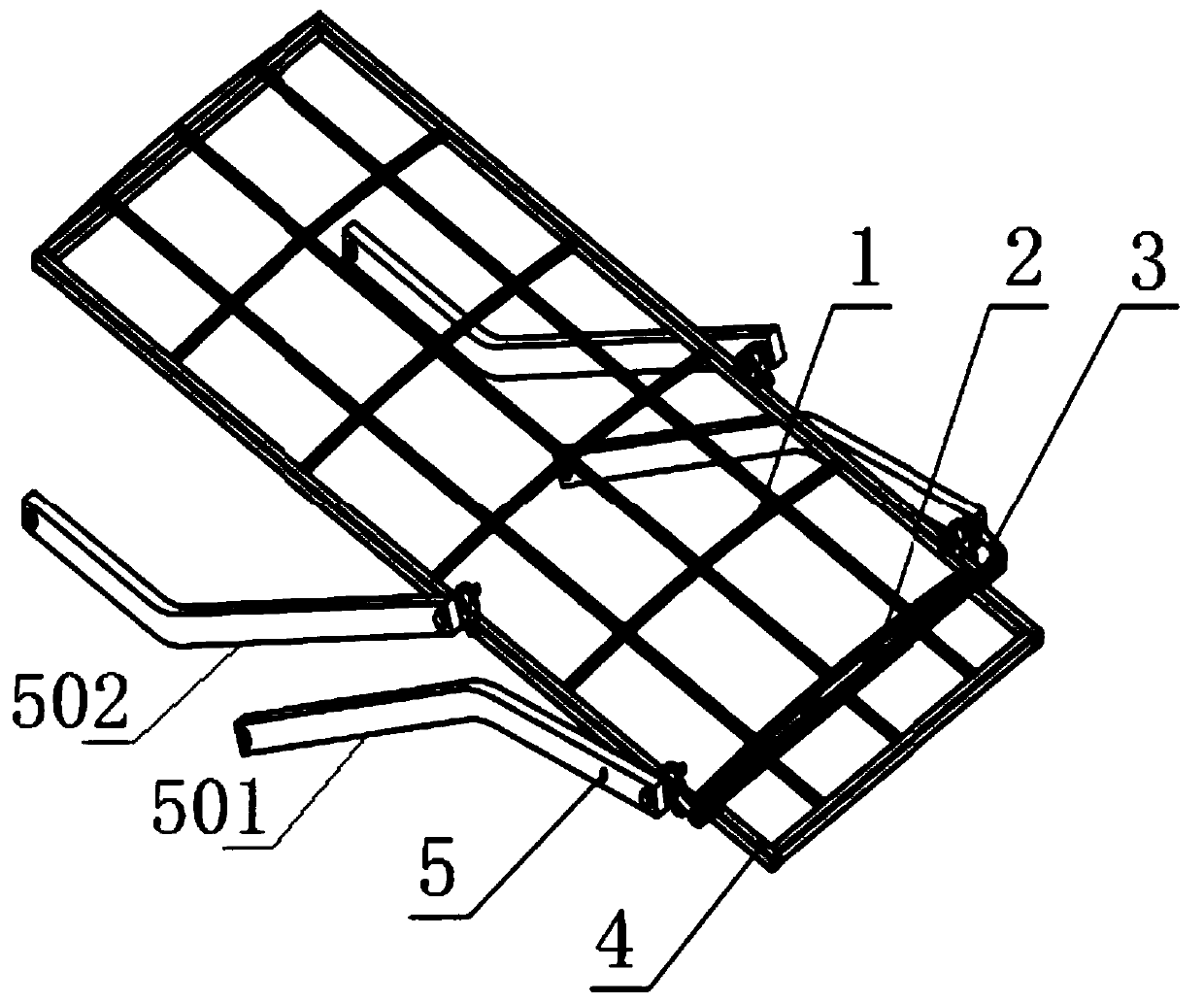 Rocker arm type linkage turnover device of muck truck cover plate