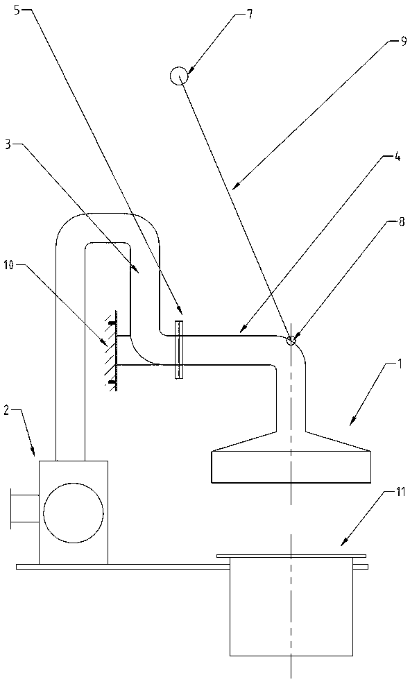 Semi-closed type silver casting intermediate-frequency furnace movable smoking device