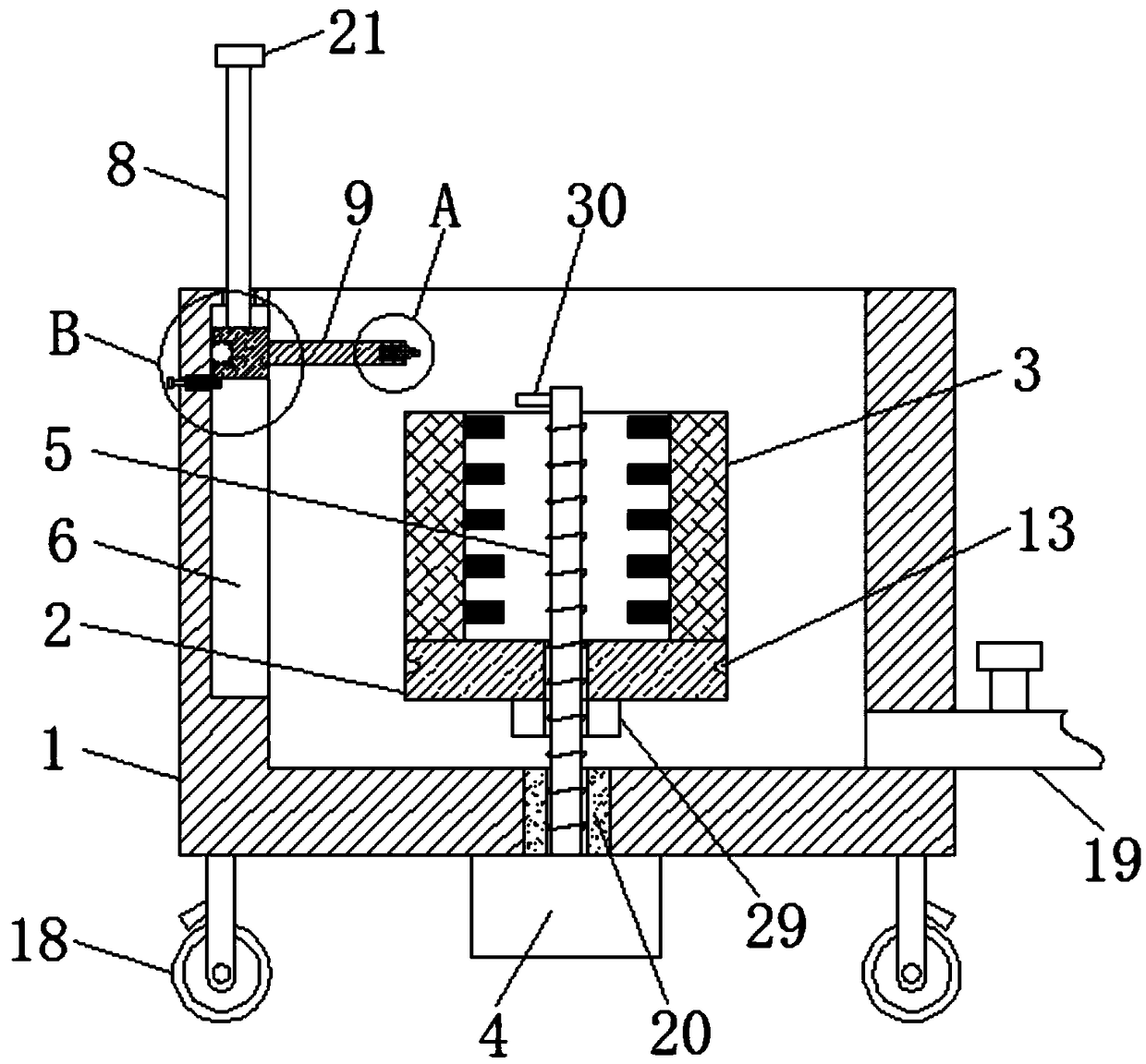 Automobile part soaking and cleaning structure