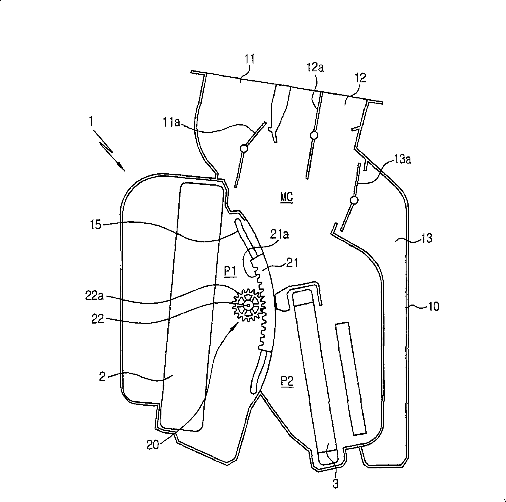 Assembling structure of temperature- adjusting door