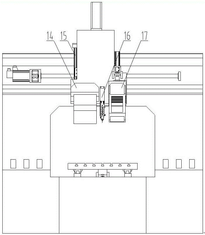 Master-slave gantry lathe bed structure with double Z axes