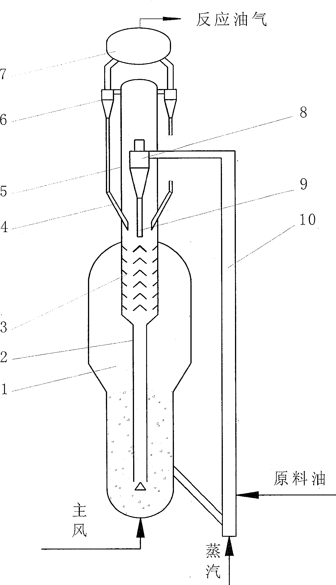 Catalytic cracker of coarse cyclone internal tubular settler