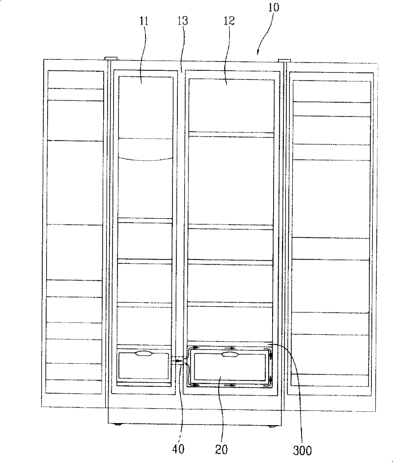 Refrigerated air supply apparatus for drawer type cold storage container of refrigerator