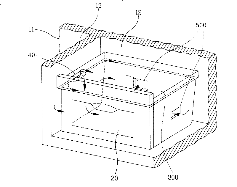 Refrigerated air supply apparatus for drawer type cold storage container of refrigerator