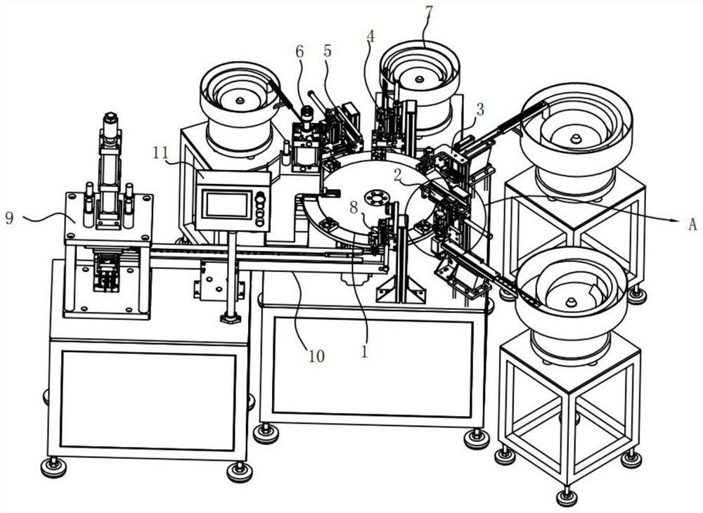 Steel wire seal lock cylinder assembling and riveting integrated equipment