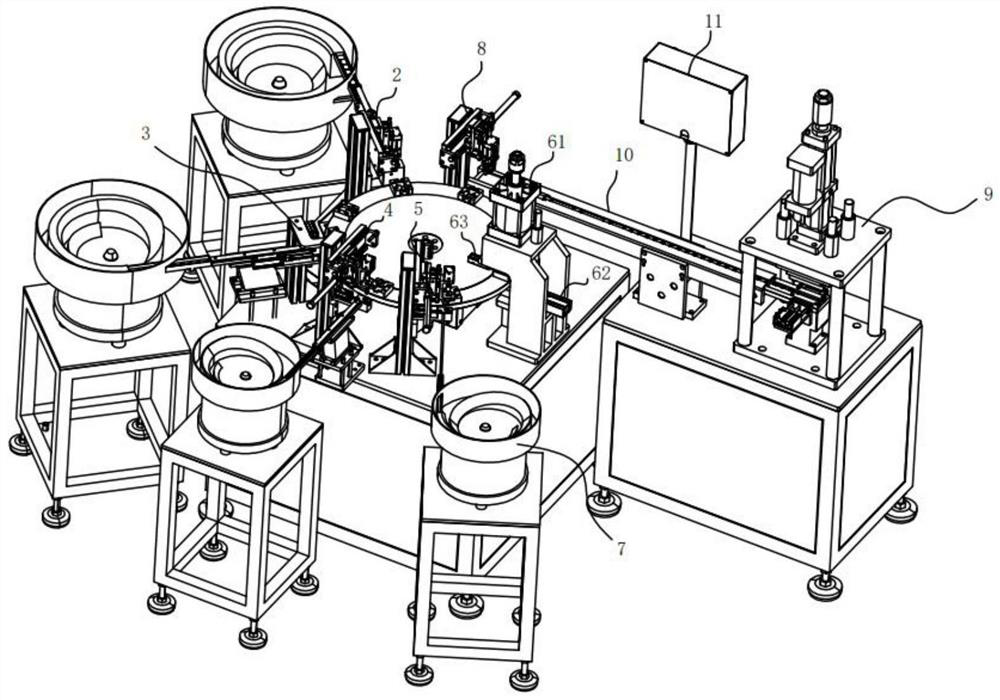 Steel wire seal lock cylinder assembling and riveting integrated equipment