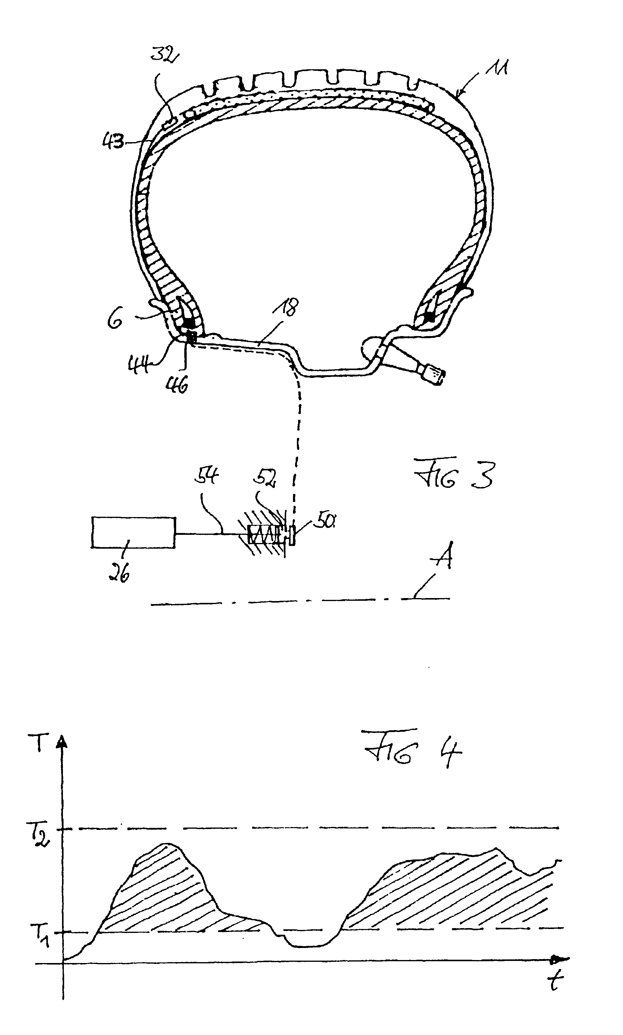 Method and system for measuring temperature and monitoring vehicle tire operation, and vehicle tire and method for introducing a temperature sensor into a vehicle tire