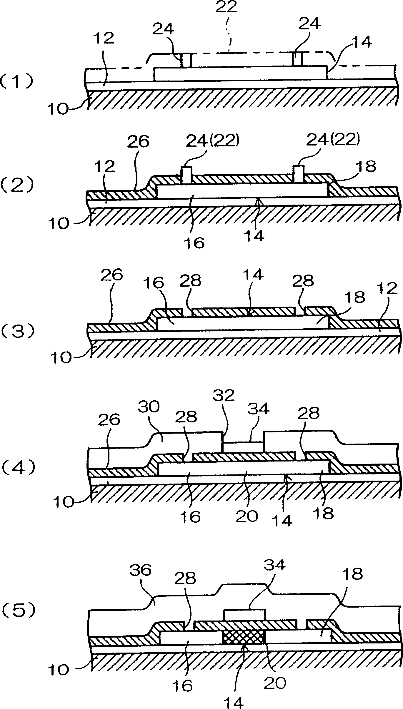 Contact hole shaping method, thin-membrane semiconductor producing method, electronic device and producing method thereof