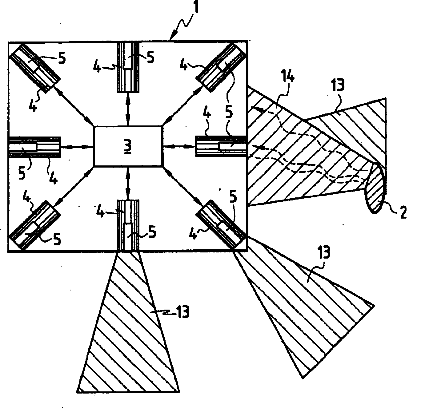 Method and device for obstacle detection and distance measurement by infrared radiation