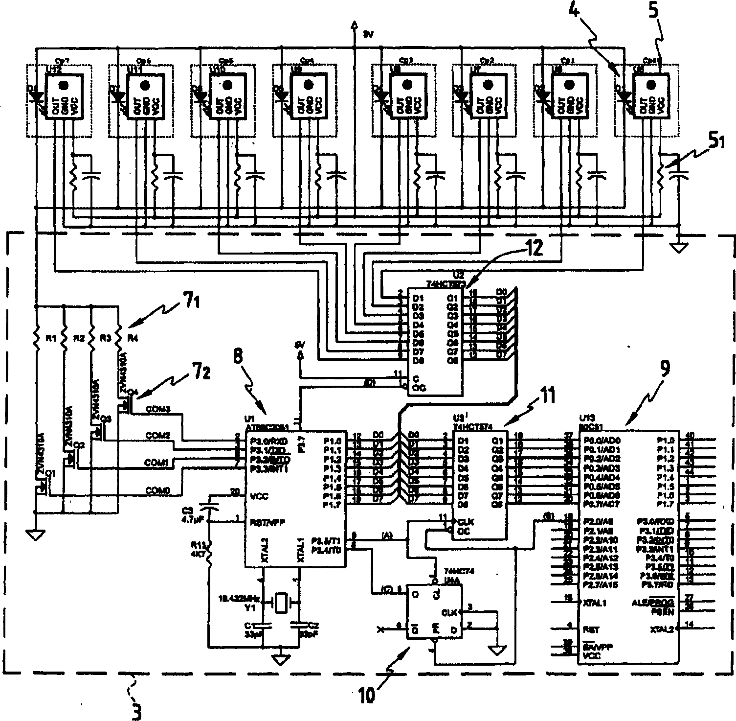 Method and device for obstacle detection and distance measurement by infrared radiation