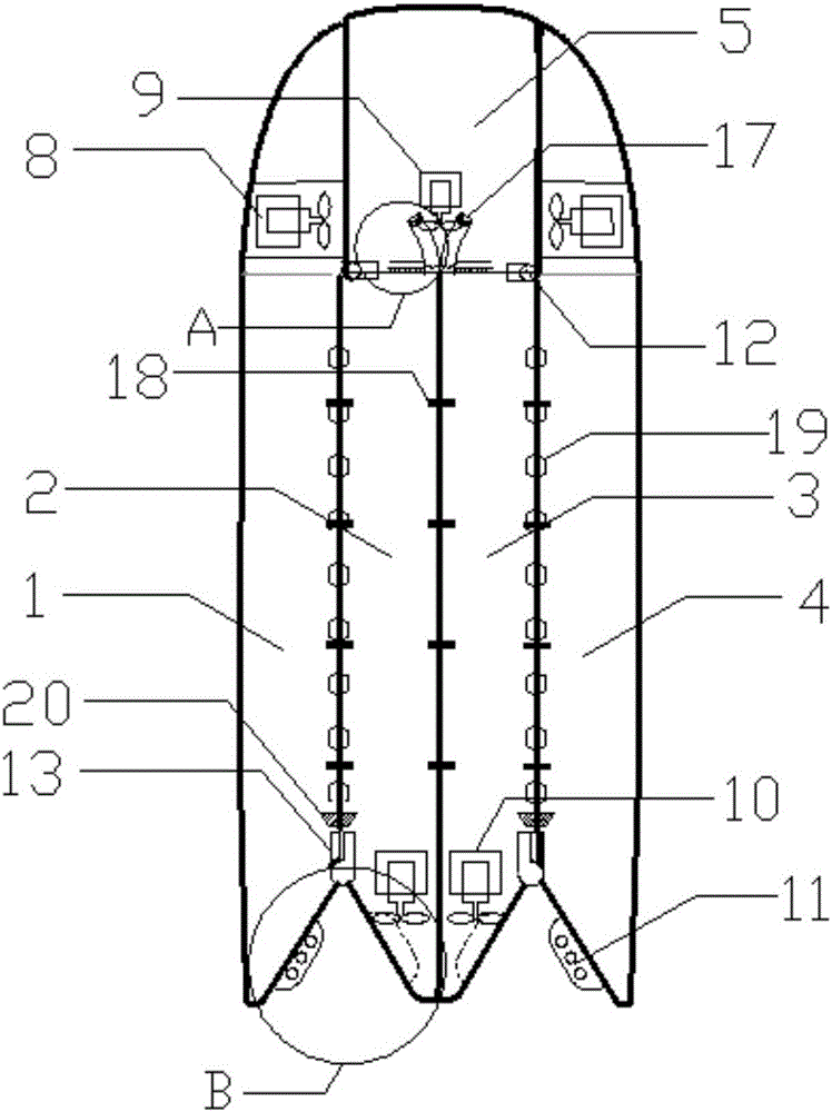 Foldable W type oil absorption ship