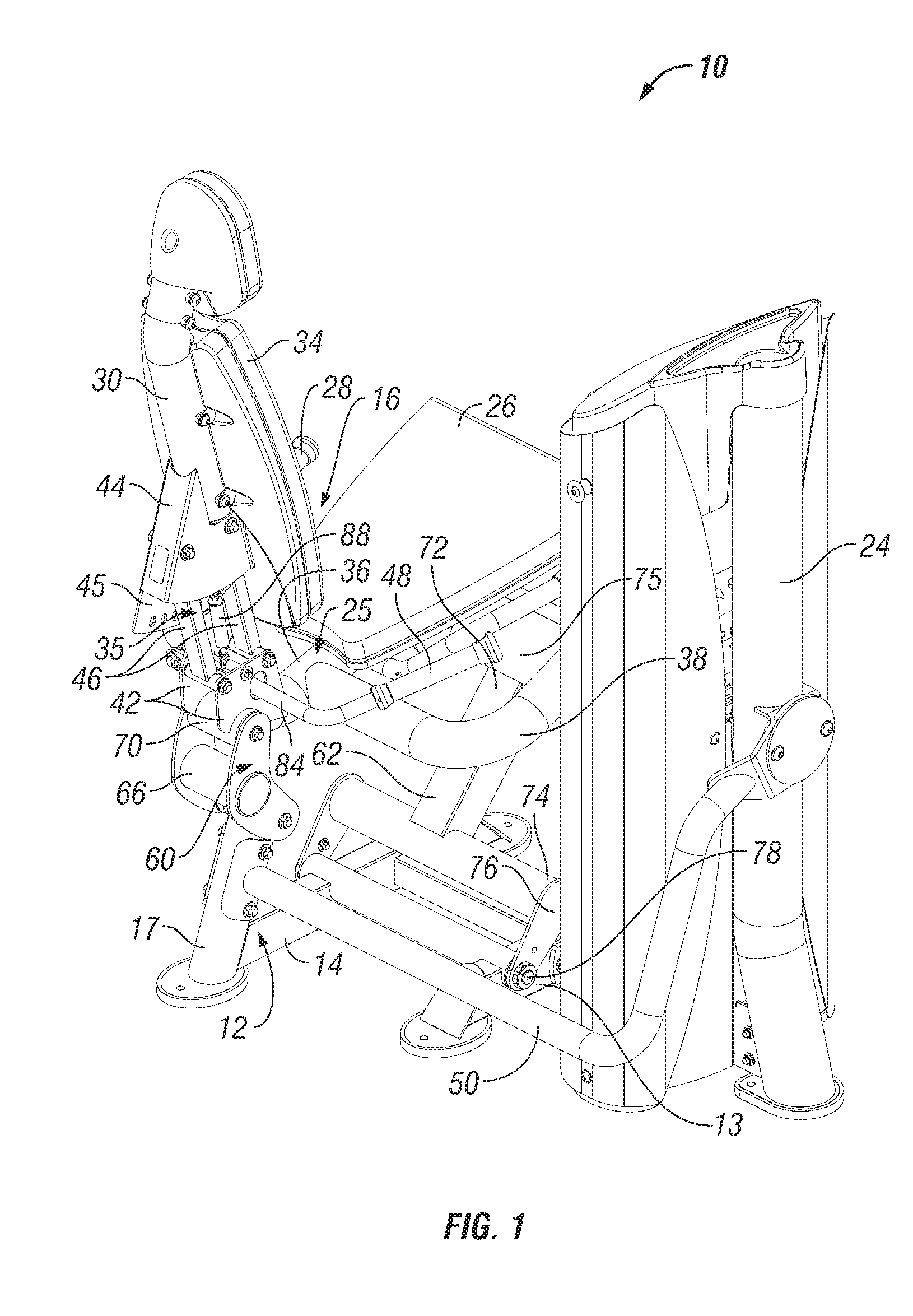 Leg exercise machine with self-aligning pivoting seat