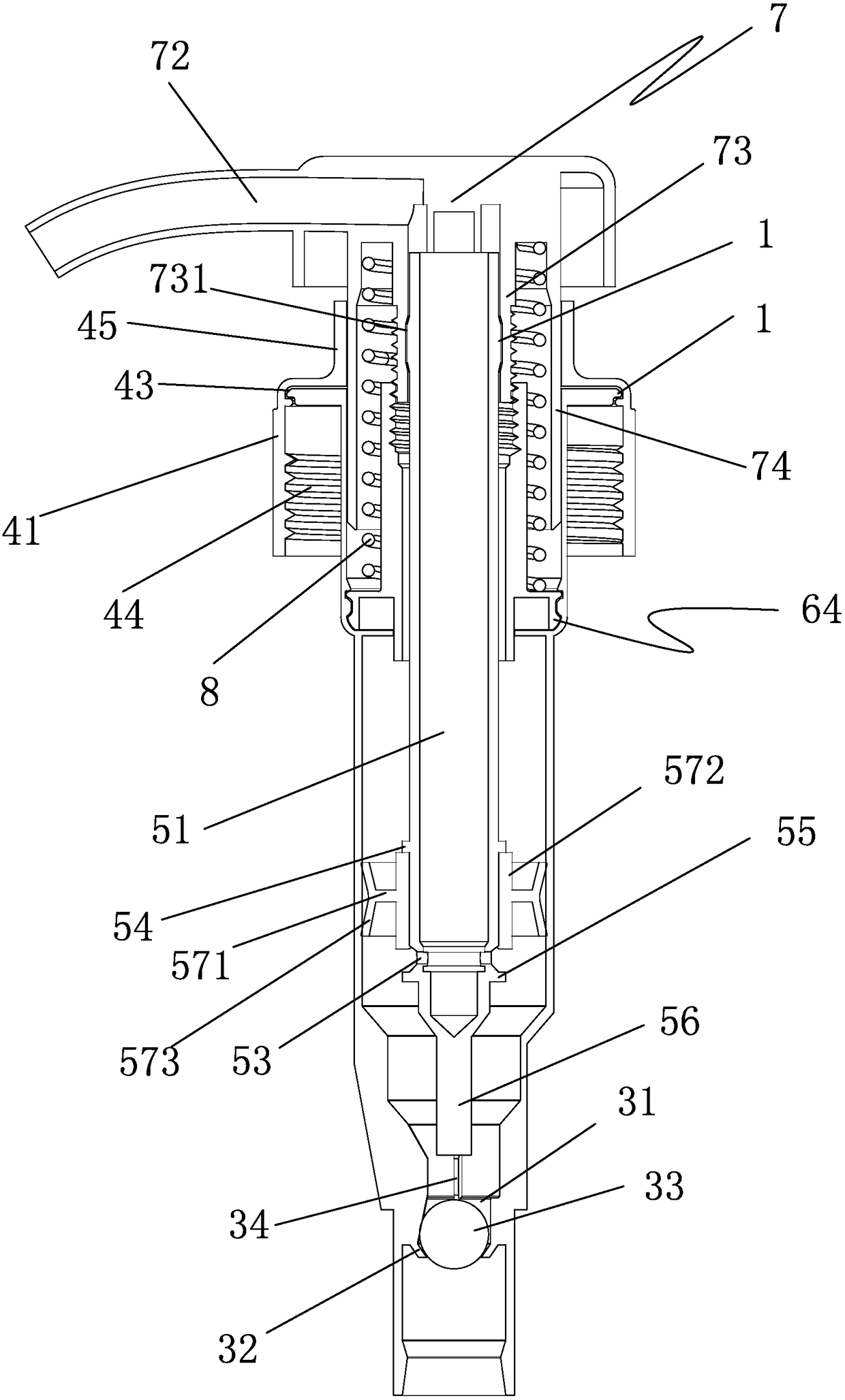 Standardized thread lock liquid dispensing pump with external spring