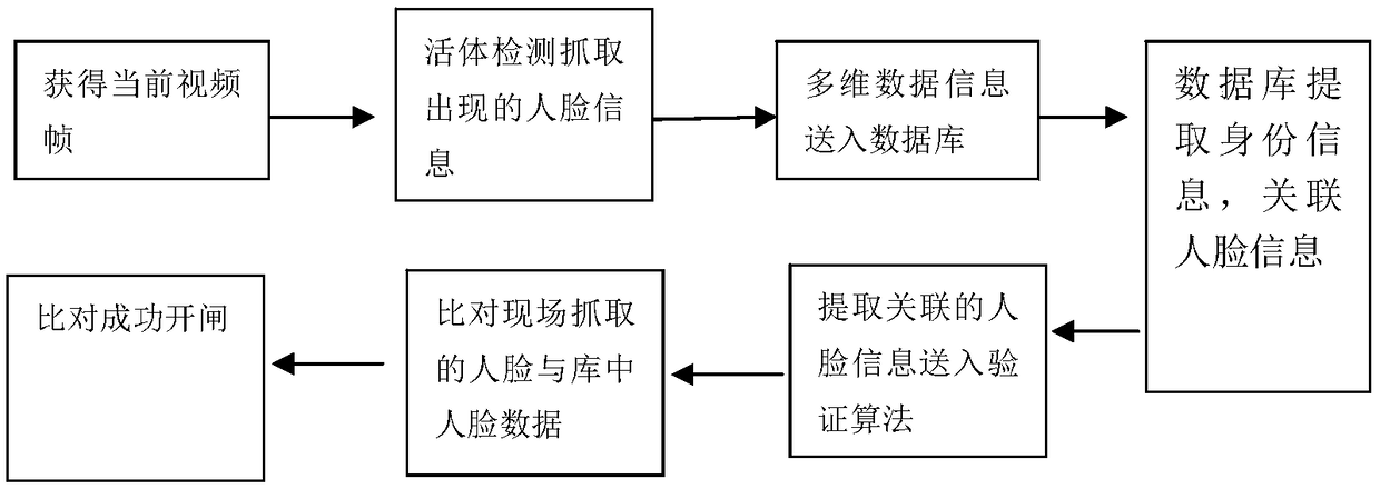 Brake passing method and system based on multi-dimensional data and living biological characteristic comparison and authentication