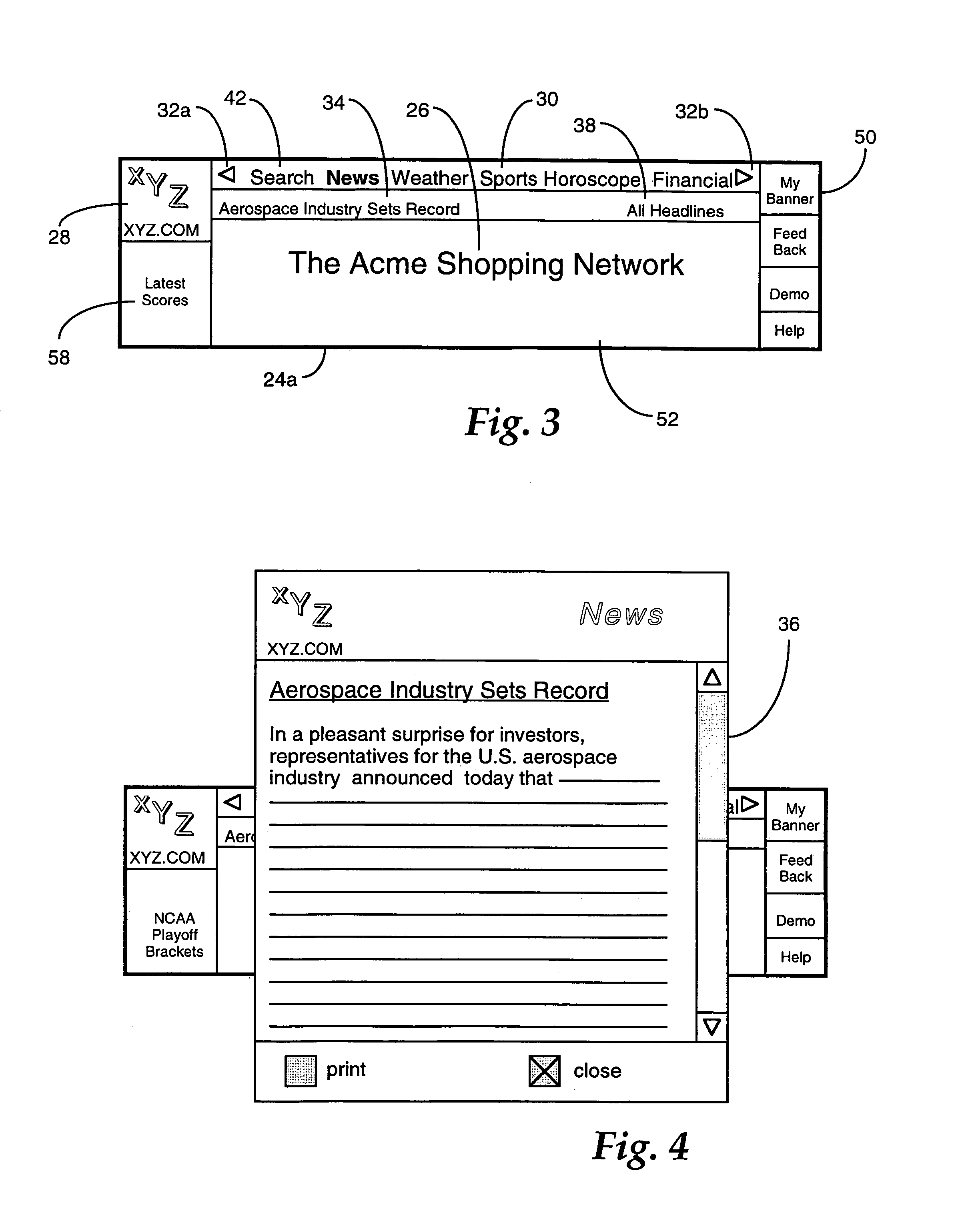 System and method of consistent internet web site banners that provide portal-like functionality